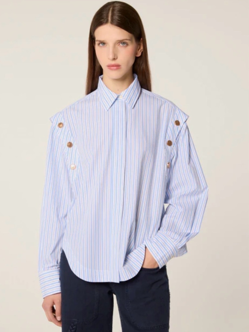 Tresse striped snap button shirt size medium